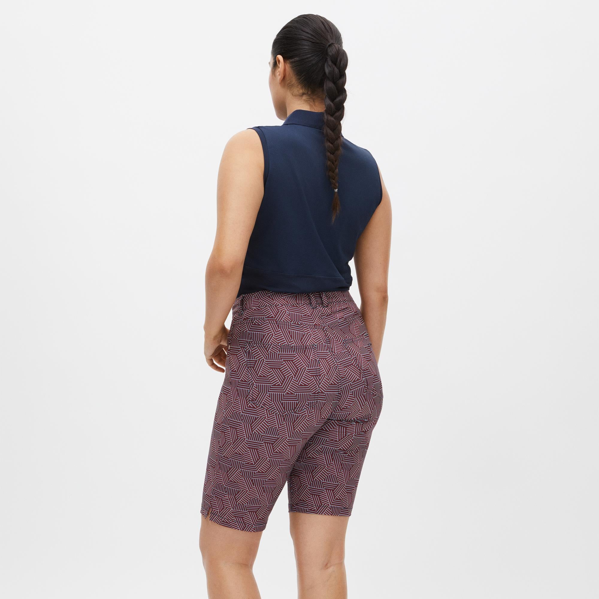 Rohnisch Chie Comfort Stretch Ladies Golf Bermuda Shorts Hexagon Red